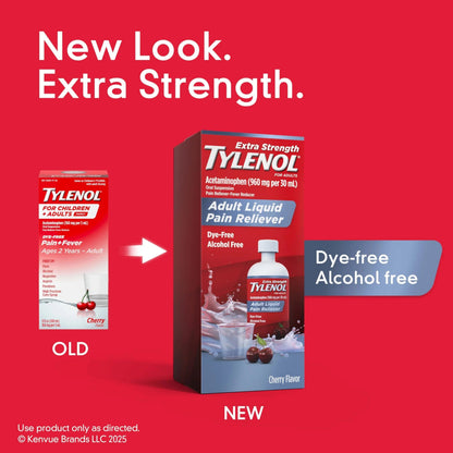 Tylenol Adult Liquid Pain Reliever and Fever Reducer, Extra Strength Liquid Acetaminophen for Fast Pain Relief for Headaches & Other Minor Pain, Cherry Flavor, Dye & Alcohol Free, 8 fl. oz TylenolBuy Supplements Australia