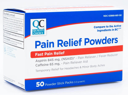 Quality Choice Fast Pain Relief Powder, Contains 50 Powder Packets for Rapid Pain Relief. Contains Aspirin & Caffiene Quality ChoiceBuy Supplements Australia