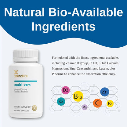 Xtendlife Multi-Xtra Multivitamin for Immune, Heart & Energy Support - 40+ Bioavailable Vitamins, Minerals, Antioxidants & Herbs Xtendlife