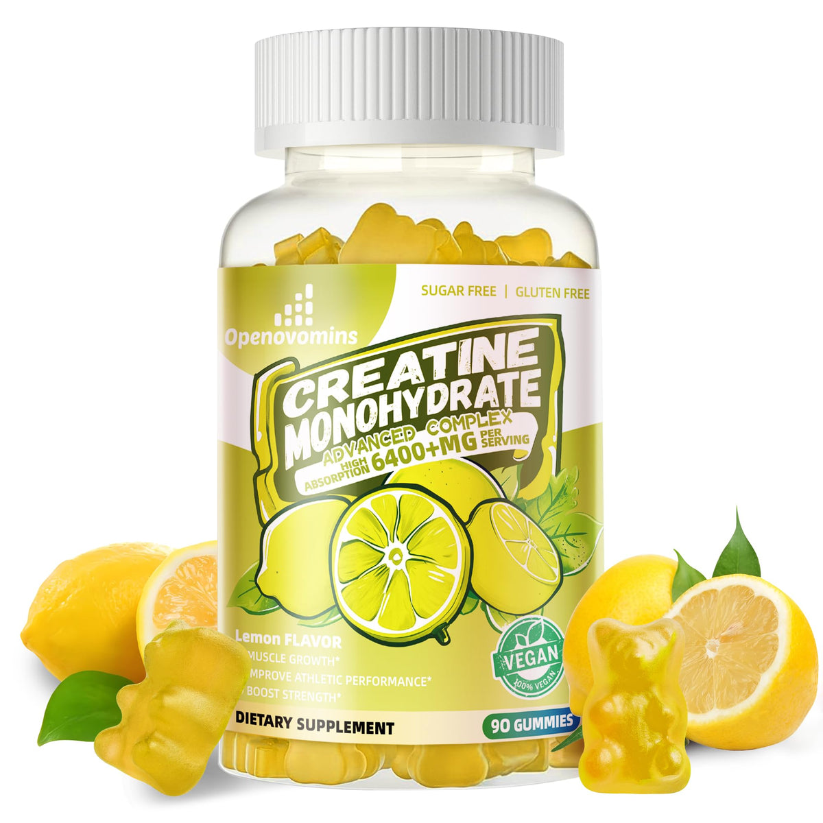 Creatine Monohydrate Gummies Complex for Men & Women -Advanced Formula W/L-Taurine + Vitamin B12, Sugar Free Chewable Supplement,90 Lemon Gummies Openovomins buy supplements Au