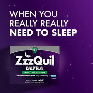 ZzzQuil ULTRA, Sleep Aid, Doxylamine Succinate 25mg, Sleep Aids for Adults, Nighttime Sleep Aid, 48 Tablets ZzzQuil buy supplements Au