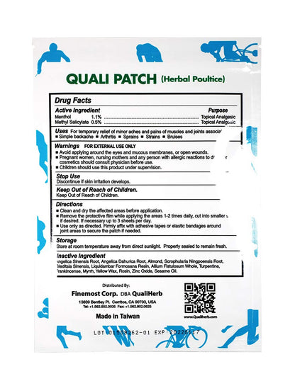 Quali Herbal Poultice Pain Relief Patch Muscle Pain Joint Pain Shoulder Pain Long Lasting Pain Patch 3 Sheets Per Pack Quali-PatchBuy Supplements Australia