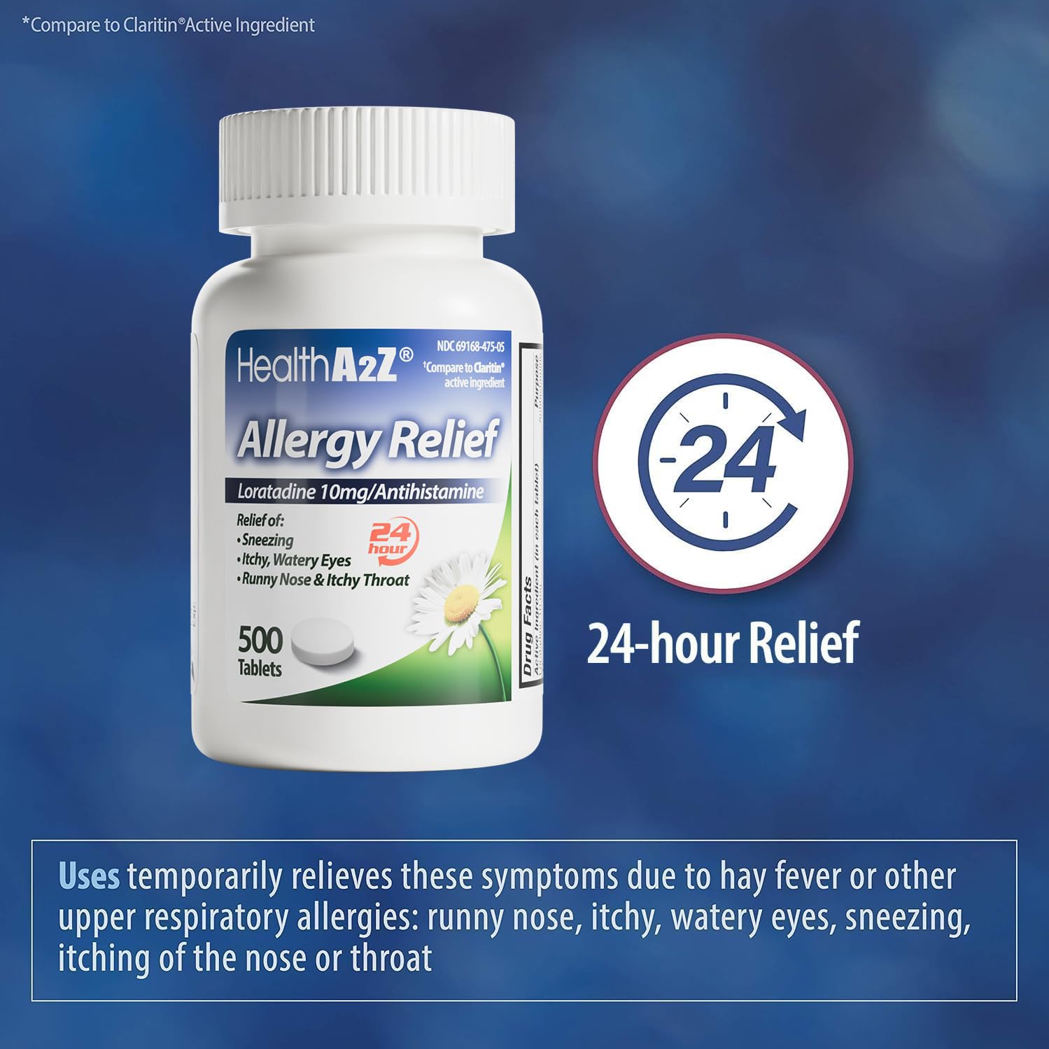 HealthA2Z® Allergy Relief, Loratadine 10mg Antihistamine, 500 Dye Free Tablets, Relief from Itchy Throat, Sneezing, Runny Noses, 24-Hours Allergy Medicine HealthA2Z buy supplements Au