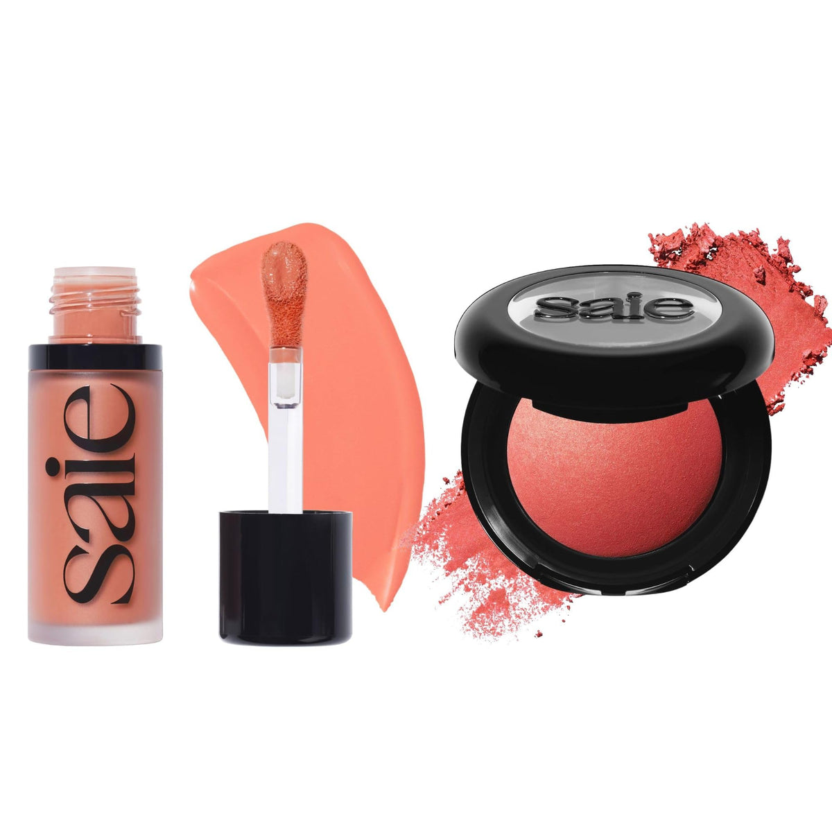 Saie Cheek Flush Duo - Dew Liquid Blush (.40 oz, Hottie), SuperSuede Baked Powder Blush (.01 oz, Stella) - Layerable, Skin-Nourishing Blushes for a Seamless Radiant Finish SaieBuy Supplements Australia
