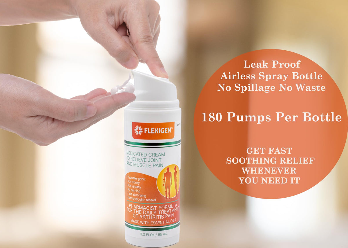 FLEXIGEN, Frankincense Pain Relief Cream Lotion– 3.2 oz Spray Pump – Natural Rub for Arthritis, Menthol Therapy Joint & Muscle Pain – Cooling Formula, Pleasant Scent – Topical OTC FLEXIGENBuy Supplements Australia
