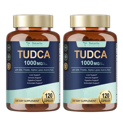 Totaria TUDCA 1000mg Liver Support Supplement with Milk Thistle, NAC, ALA, 80% Silymarin, 15-in-1 Extra Strength Bile Salts, for Liver Cleanse Detox & Repair, Gallbladder, Non-GMO, 120 Capsules