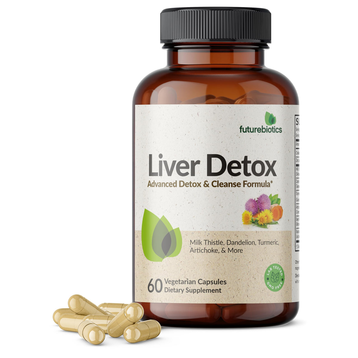 Futurebiotics Liver Detox Advanced Detox & Cleanse Formula Supports Healthy Liver Function with Milk Thistle, Dandelion Extract, Turmeric, Artichoke Leaf, & More, Non-GMO, 60 Vegetarian Capsules