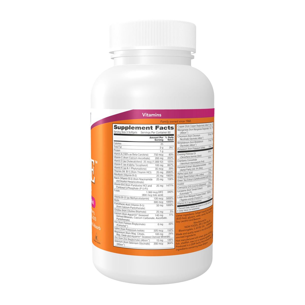 NOW Foods Supplements, Eve™ Women's Multivitamin with Evening Primrose, Cranberry, Green Tea, Horsetail Silica & CoQ10, 180 Softgels NOW FoodsBuy Supplements Australia