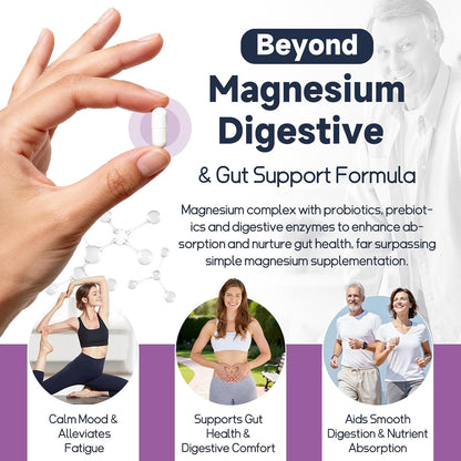 10-in-1 Magnesium Complex Supplement with Probiotics Prebiotics & Digestive Enzymes, 100 Billion CFU Probiotics for Women, High Absorption for Muscle, Sleep Calm, Gut & Digestive Health, Vegan Non-GMO