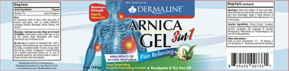 DERMALINE Arnica 3 in 1 Gel, Eucalyptus, Tea Tree Oil, Vitamin E - Fast Acting and Absorbing, Pain Relief DERMALINEBuy Supplements Australia