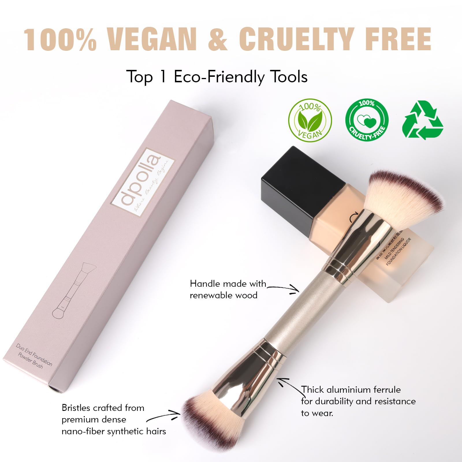 Dual-Ended Foundation Brush: Round & Angled Pro-Grade makeup brushes, 100% Vegan Synthetic Makeup Brush for Flawless Blending and Application of Liquid, Powder, Cream, Blush dpollaBuy Supplements Australia