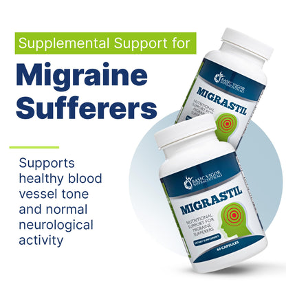 Basic Vigor Migrastil Migraine Support Capsules. Feverfew, Magnesium, Taurine & Vitamin B1 for Migraines Natural Supplement. Made in The USA. Vegan and Gluten Free. Basic VigorBuy Supplements Australia