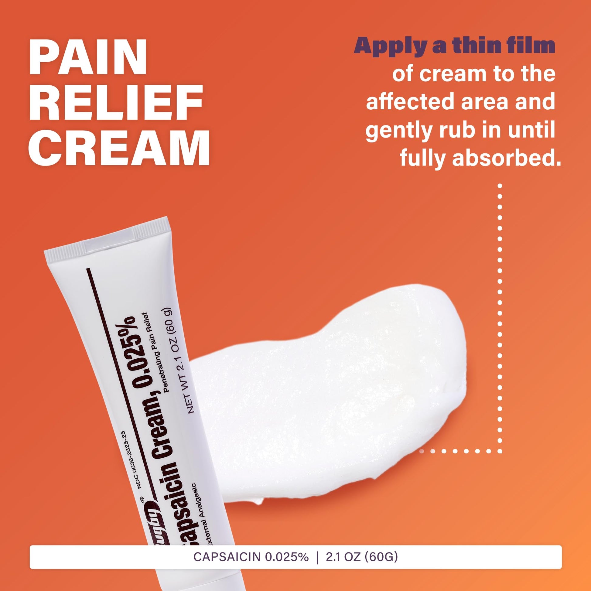 Rugby Capsaicin 0.025% Cream for Penetrating Pain Relief - 2.1 Oz (60g) (6 Pack) RUGBY LABORATORIESBuy Supplements Australia