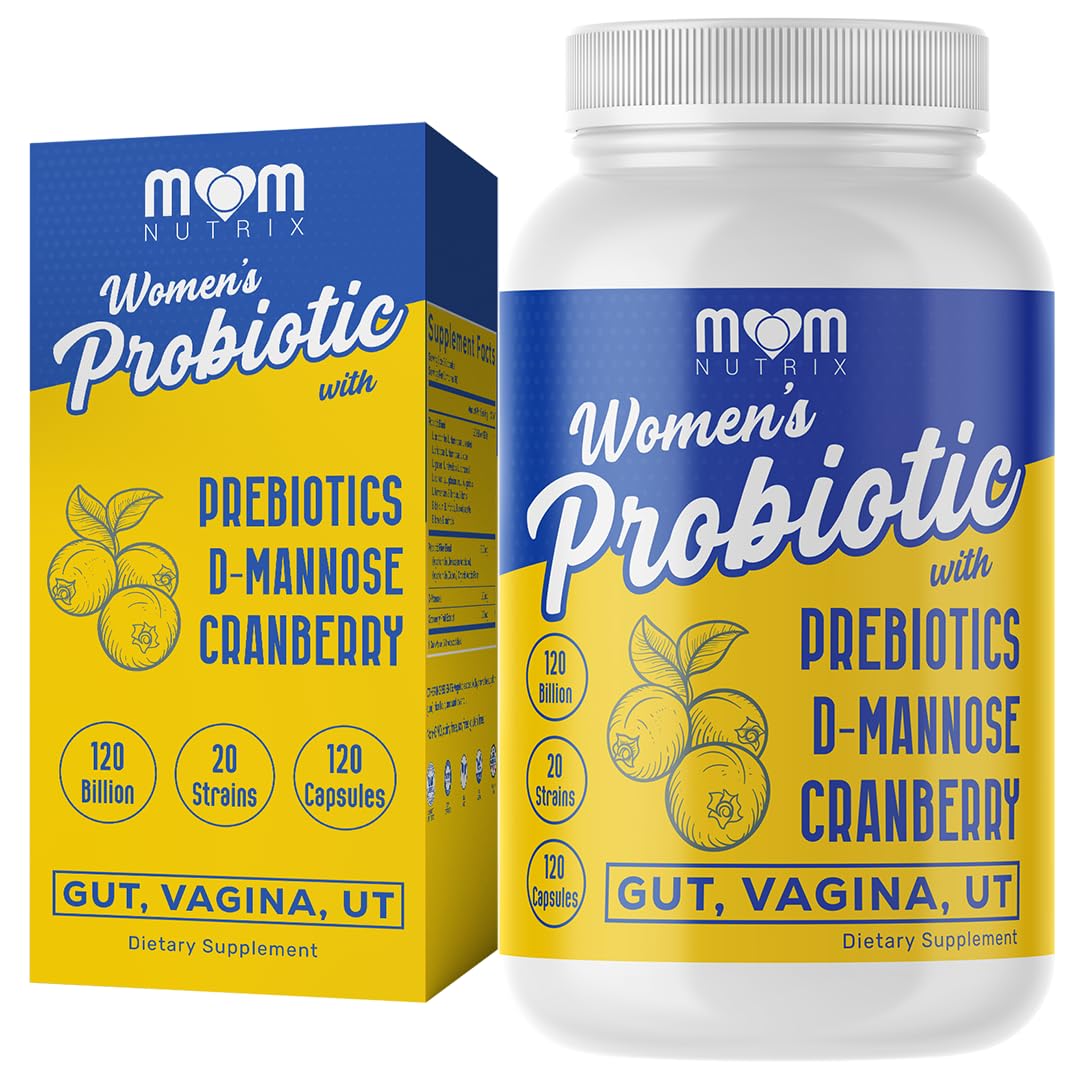 MOM NUTRIX Probiotic for Women - Vaginal, Gut, UT, pH Balance, Feminine & Digestive Health - Prebiotics with Probiotics, Cranberry, D-mannose - Bifidobacterium and Lactobacillus - 120 Capsules MOM NUTRIX buy supplements Au