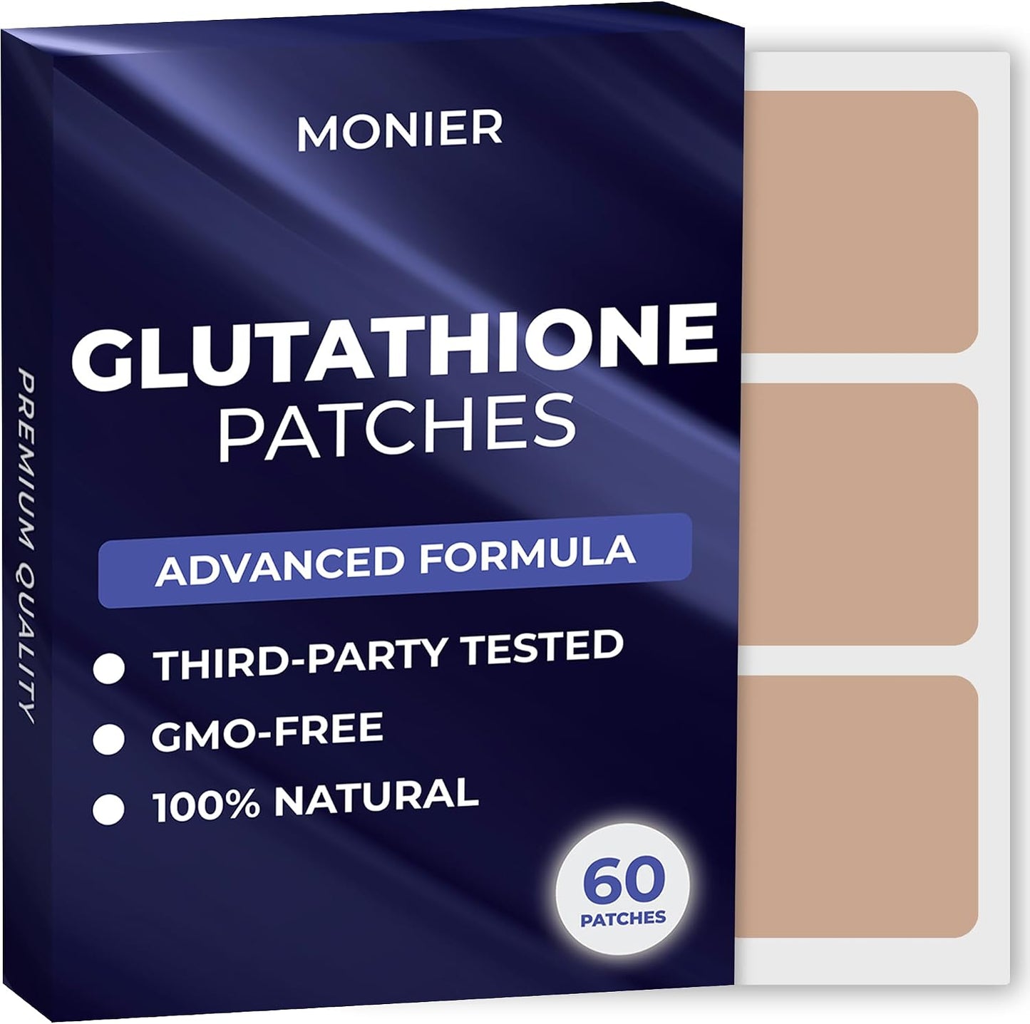 MONIER Glutathione Patches (Pack of 60) - 100% Natural Patch for Women | For Women and Men, With Magnesium, Energy, Focus & Body Support, Enhanced Formula