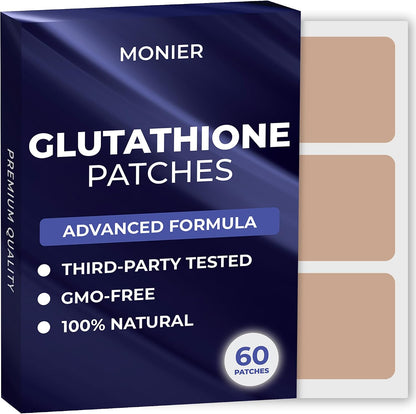 MONIER Glutathione Patches (Pack of 60) - 100% Natural Patch for Women | For Women and Men, With Magnesium, Energy, Focus & Body Support, Enhanced Formula
