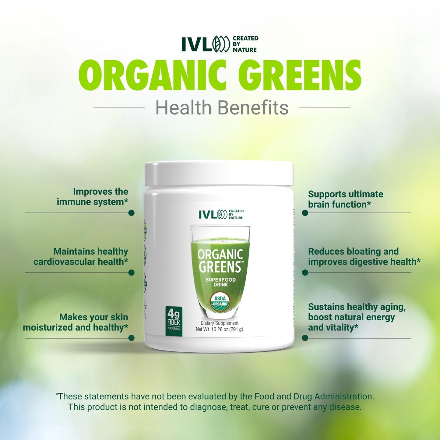 IVL - Organic Greens - Organic Superfood Drink - Loaded with Antioxidants, Micronutrients, Prebiotics & Probiotics - for Immune Support, Digestive Health - Great Taste (1 Pack, 30 Servings) IVL buy supplements Au