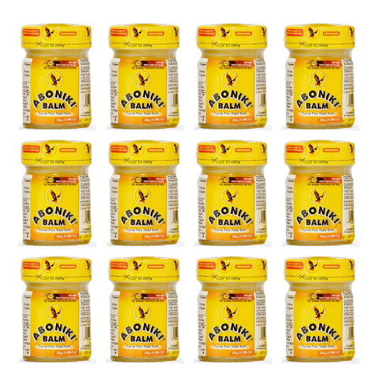 Aboniki Powerful Topical Pain Relief Balm with Natural Ingredients | Fast-Acting Soothing Relief for Joints & Muscle Pain, Soreness, Cramps | Long Lasting Full Body Rub (12 Plastic Jars) AbonikiBuy Supplements Australia