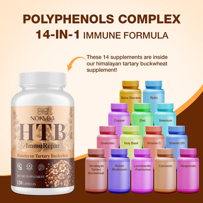 Nokuba Polyphenols Supplement for Immune Support | Himalayan Tartary Buckwheat Sourced | Polyphenol Superfood with Quercetin, Curcumin | Immune Booster, Antioxidant, Anti-inflammatory - 120 Capsules Nokuba buy supplements Au