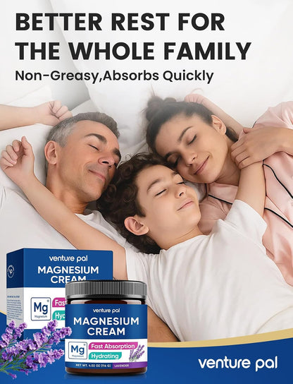 Venture Pal Magnesium Cream & Lotion Lightweight Moisturizing Lotion for Legs & Feet – Safe for Kids – Gifts For Women