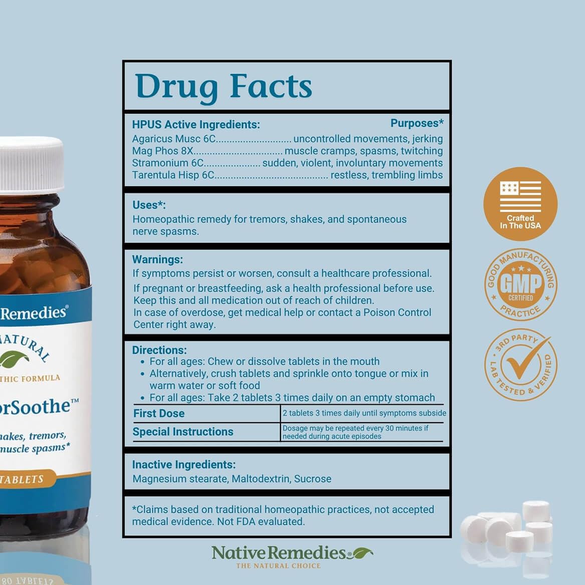 Native Remedies TremorSoothe - Natural Homeopathic Formula to Temporarily Control Shakes, Tremors, Muscle Spasms and Twitches -180 Tablets Native RemediesBuy Supplements Australia