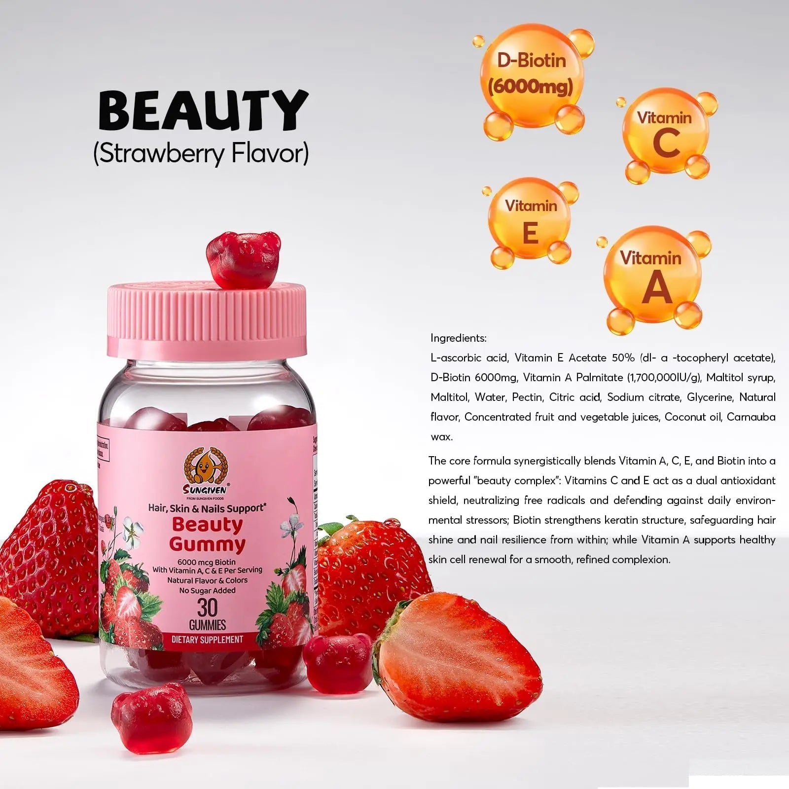 Women's Multivitamin Gummy Pack, 3 Support for Hair Skin Nails Sleep Daily Health, Vitamins A, D, C, E, Biotin, Ashwagandha SUNGIVEN