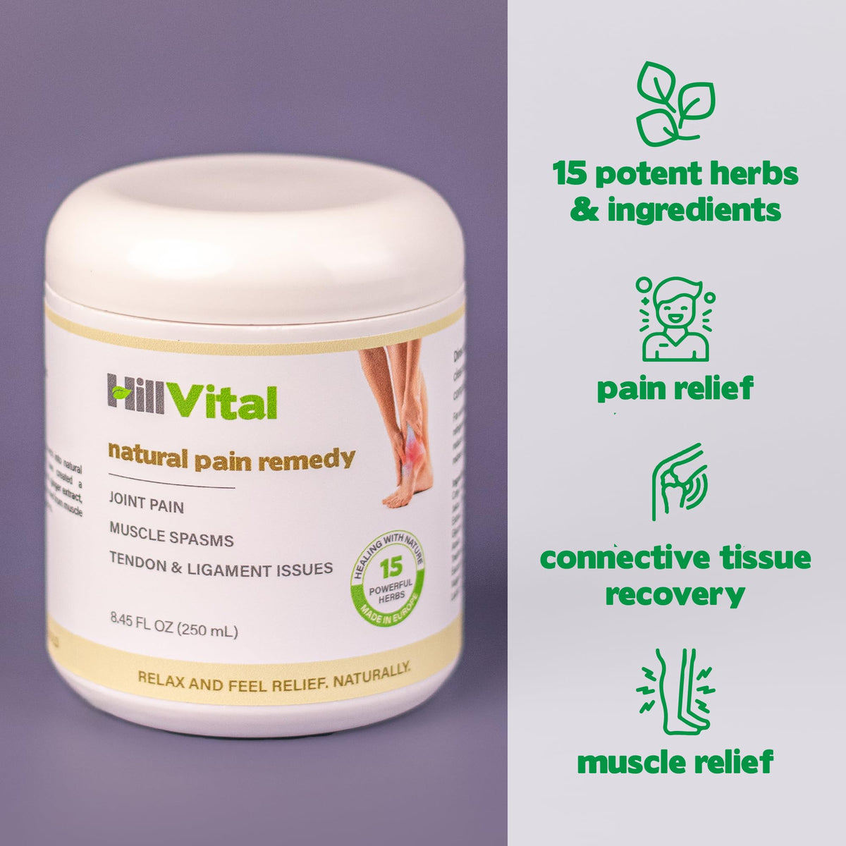 HillVital Joint and Muscle Support – Sore Muscle Relief, Comfort Balm for Aching Joints, Neck, Hands, Feet, Back, Non Greasy Body Rub Sore Muscles Cream, Strong Topical Mixture for Pain Complaints Hill Vital Natural SolutionsBuy Supplements Australia