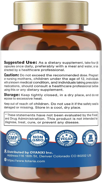 Totaria Alpha Lipoic Acid Neuropathy Supplement - Nerve Health, R Alpha Lipoic Acid 600mg, ALA Supplement Healthy Nerve Function Metabolism and Cell Energy, Non-GMO, Gluten Free, Vegan Safe