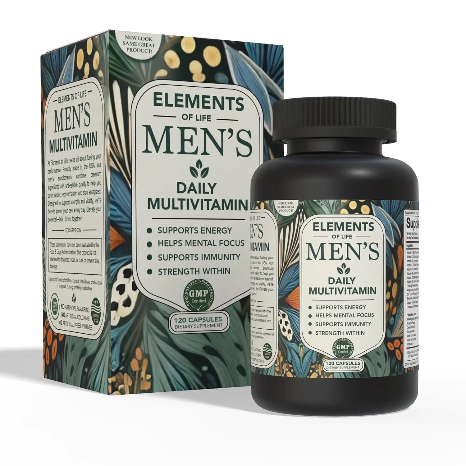 Multivitamin for Men with Vitamin D, K2, Zinc, Vitamin B12, A, E, B6, Calcium – Immune Health & Energy Support Daily Mens Multivitamins Elements of LIfe