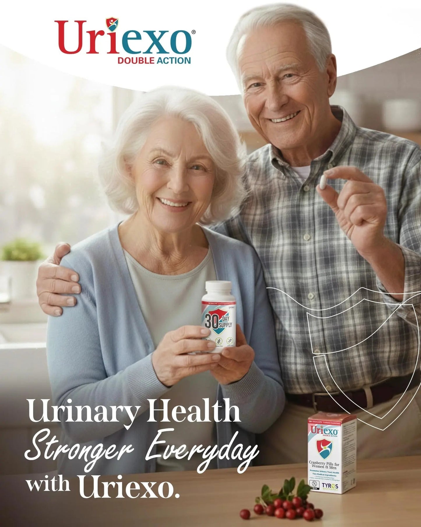 Uriexo Double Action Support Cranberry Pills - Urinary Tract Health Supplement with 36mg Proanthocyanidins PACs & 2000mg D-Mannose, Capsules for Men & Women, Non-Antibiotic Formula, 30 Day Supply UriexoBuy Supplements Australia