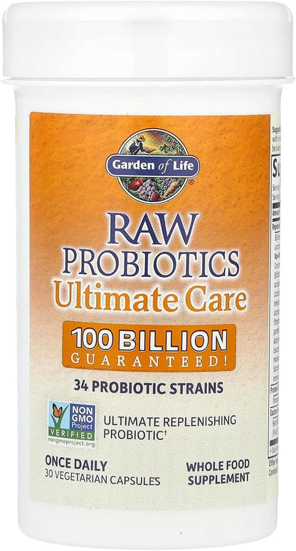 Garden of Life Raw Probiotics for Women and Men with Digestive Enzymes, 100 Billion CFU, Clinically Studied Strains, Shelf Stable, 30 Capsules Garden of Life buy supplements Au