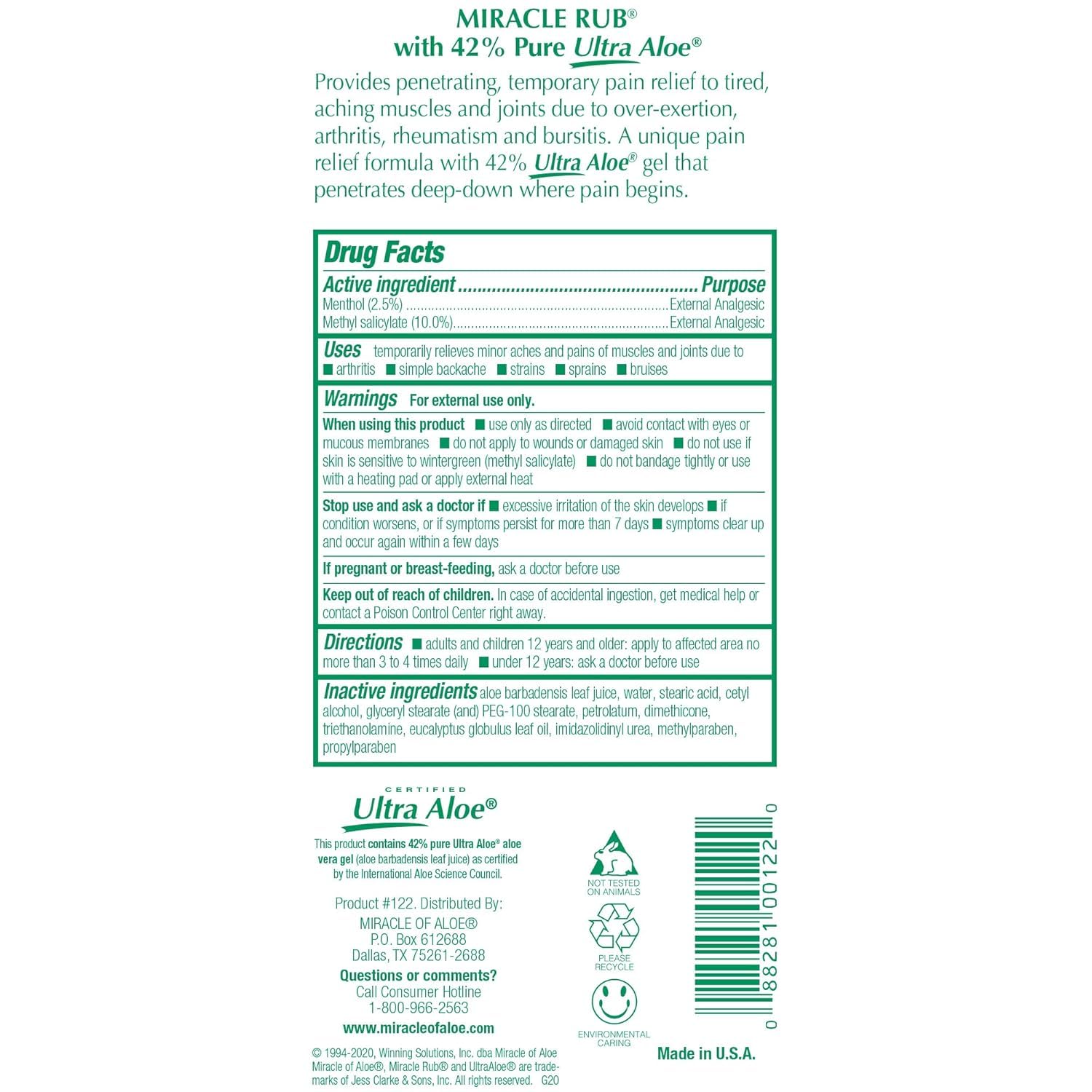 Miracle of Aloe Miracle Rub Pain Relieving Cream 32 oz, Fast & Effective Relief for Arthritis, Muscle, and Joint Pain - Maximum Strength UltraAloe Formula, Topical Analgesic Miracle of AloeBuy Supplements Australia