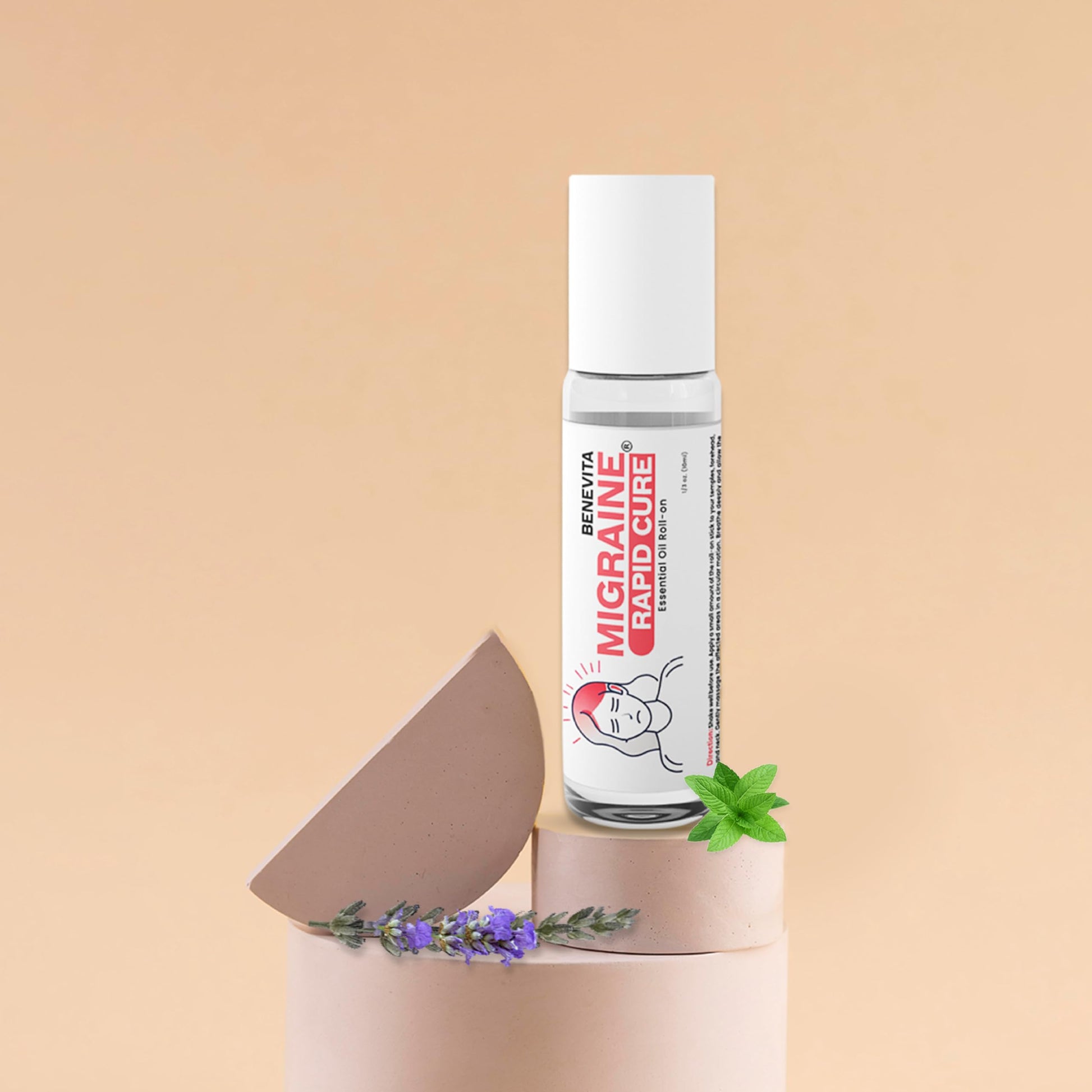 Benevita Migraine Relief Stick Roll-On – Organic, Natural, Cruelty-Free Headache Relief Roll-On – Peppermint, Spearmint, & Lavender Essential Oil Roller for Tension & Stress BenevitaBuy Supplements Australia