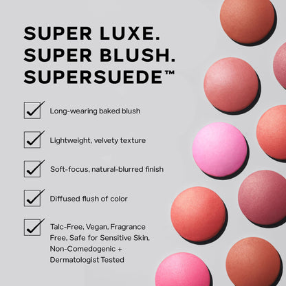 Saie Blush & Brush Duo - SuperSuede Baked Blush in Bella (.01 oz) & Powder Blush Brush - Talc-Free, Moisturizing Blush with Vegan, Fluffy Brush for Seamless Application SaieBuy Supplements Australia