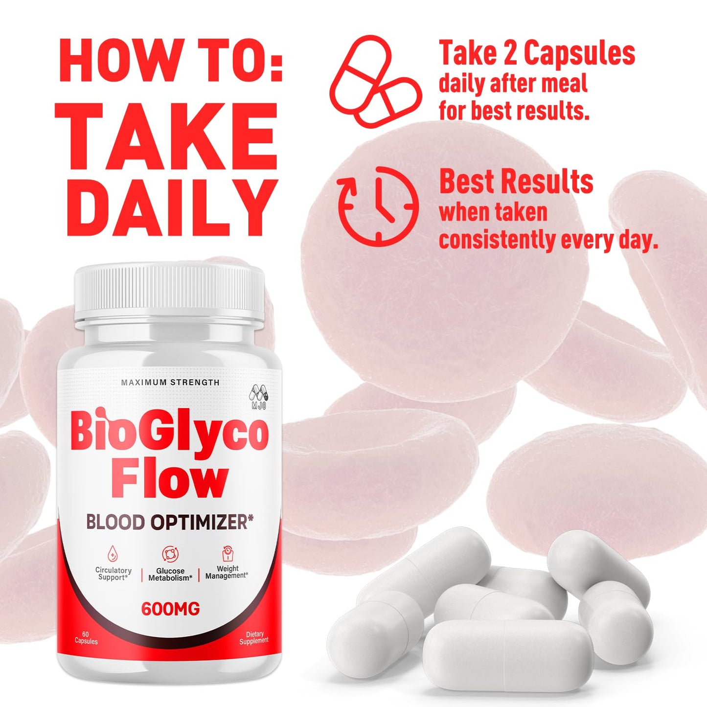 BioGlyco Flow Capsules, Official BioGlyco Flow Pills with All Natural Ingredients, Advanced Overall Health & Wellness Support in a Vitamin Supplement with Maximum Strength Multivitamins (60 Capsules) MJOBuy Supplements Australia