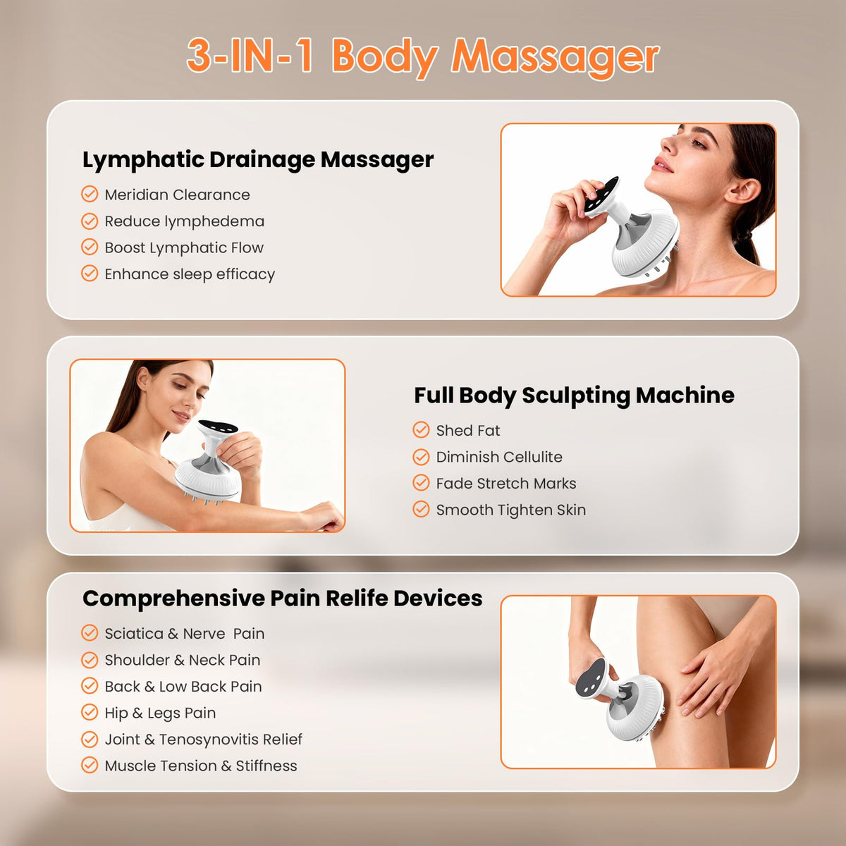Choufaly Lymphatic Drainage Massager & Anti Cellulite Massage Tool, Helps Reduce Stretch Marks & Cellulite, for Legs, Arms & Belly, Body Sculpting Machine with Microcurrent & Light & Heat & Vibration Choufaly buy supplements Au