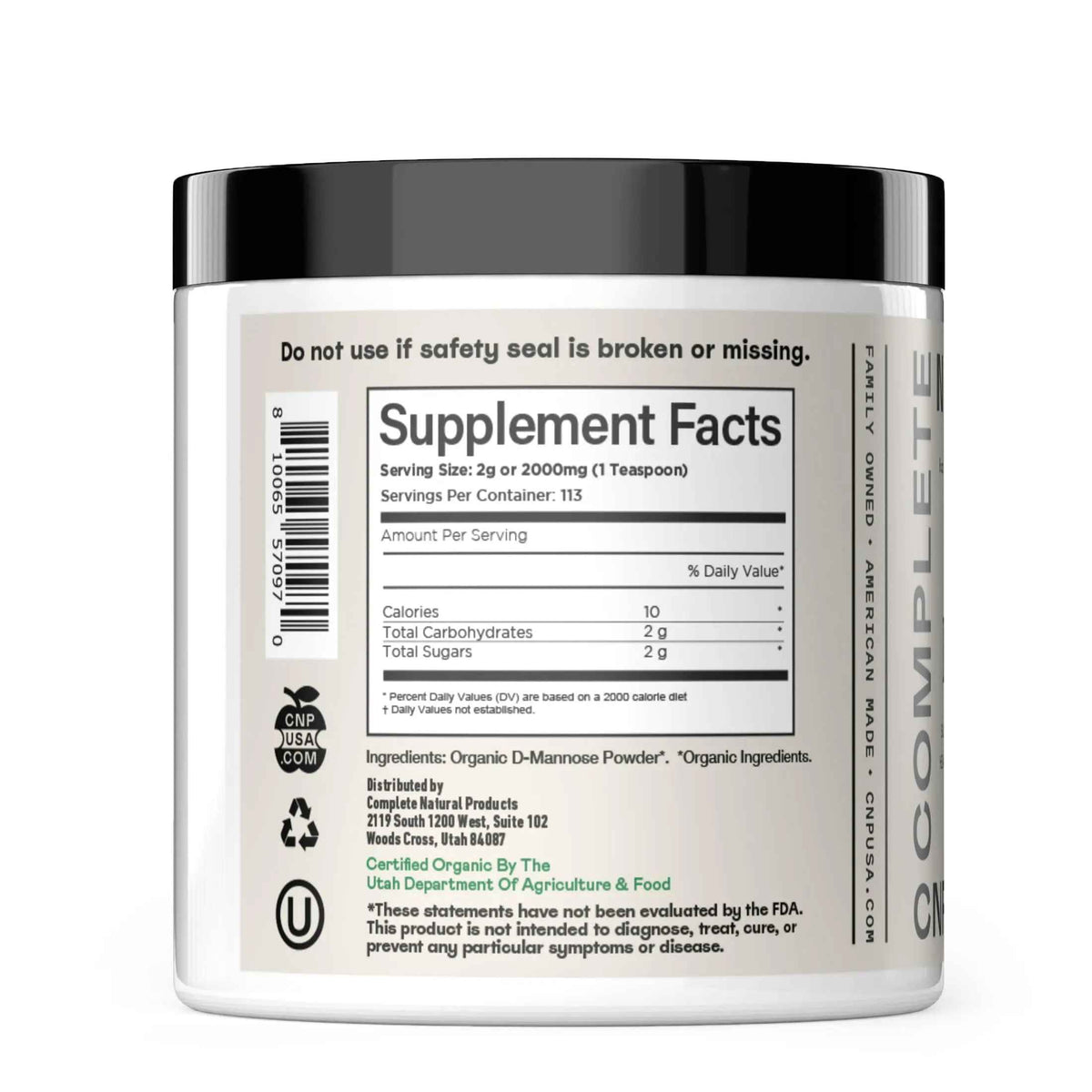 CNP Organic D Mannose Powder 2000mg - Powder D Mannose Supplement for UTI Support, Pure D-Mannose Powder from Guar Beans, Vegan Non GMO Clean Formula, Bladder Urinary Tract Health Supplement Use