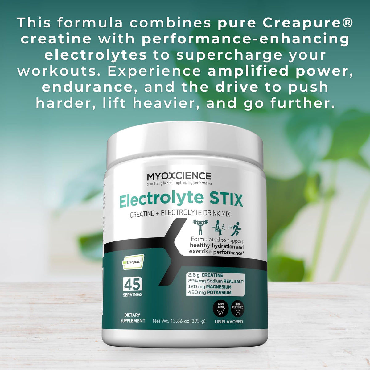 MYOXCIENCE Electrolyte STIX | Creatine Electrolyte Powder | Recovery from Exercise & Muscle Development w/Real Salt (Unflavored) (Jar 45 ct) MYOXCIENCE buy supplements Au