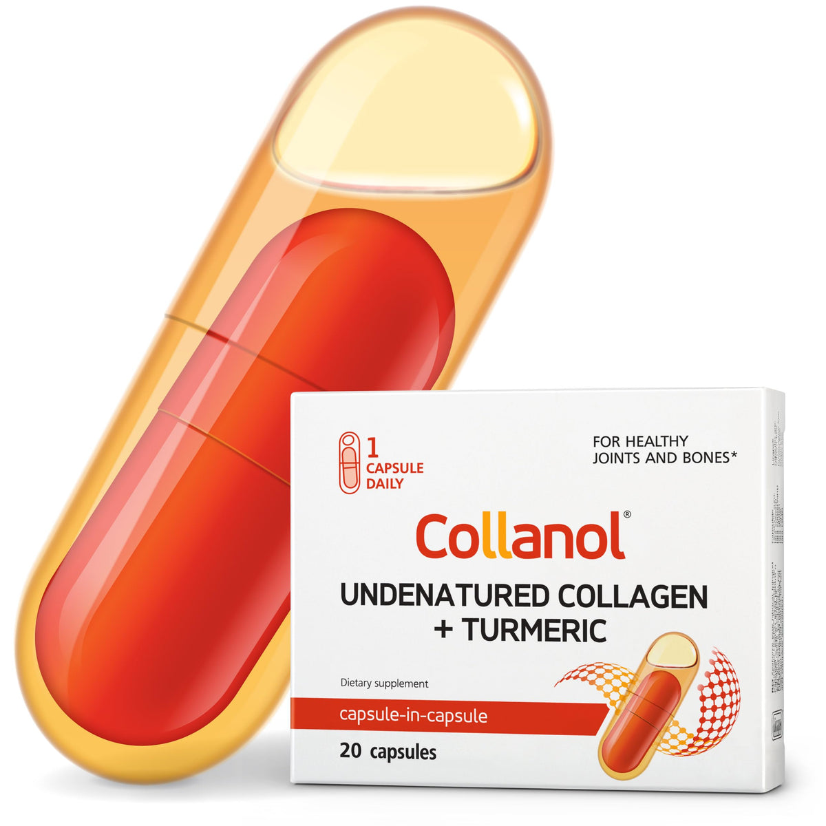 Innovation in The Care of Healthy Joints – Liquid Formula in a Double Capsule. 3D Collagen + Micelle Extract of Turmeric Roots 1 Capsule/Day. Laboratory Tested CollanolBuy Supplements Australia