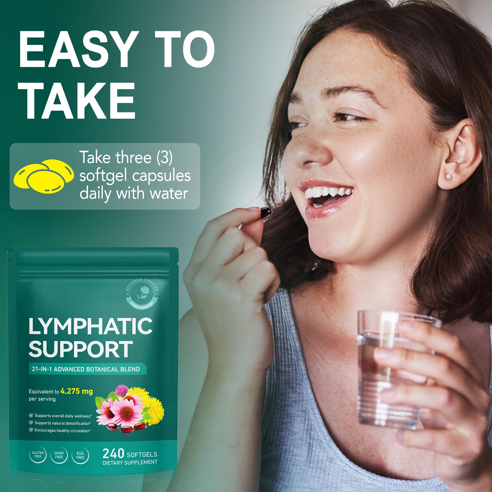 240 Softgels 21-in-1 Liposomal Lymphatic Drainage Supplements, 4275mg Lymph System Support Supplement for Women & Men,Herbal Blend,with Dandelion, Burdock, Echinacea,Rutin, Turmeric,Cleavers & More Ruduwu buy supplements Au