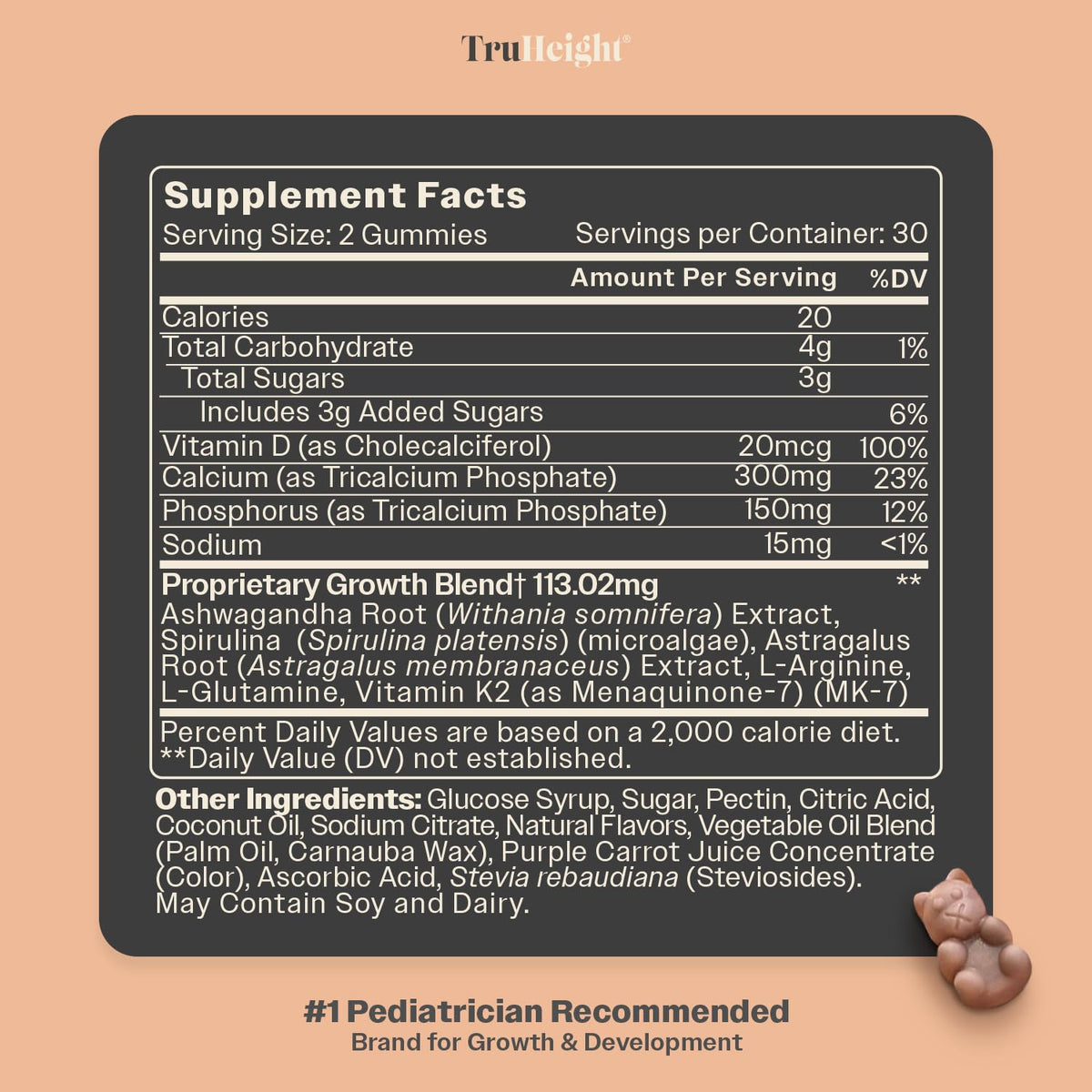 TruHeight Growth Gummies (Watermelon) Tall Nutrition for Natural Growth Supplement for Kids & Teens - Vitamin D, K, Calcium & Ashwagandha