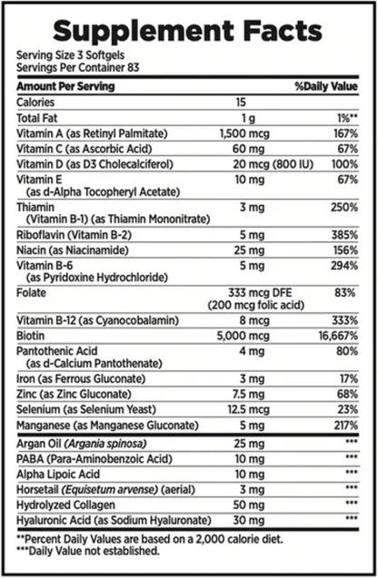 Nature's Bounty Hair Skin and Nails 5000 mcg of Biotin - 250 Coated Tablets Extra Strength