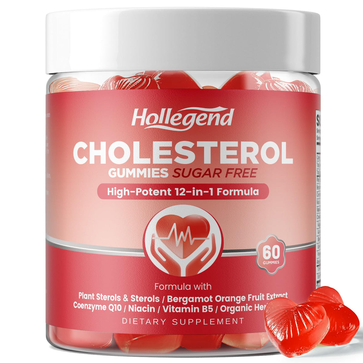 HOLLEGEND Cholesterol Gummies Sugar-Free,12-in-1 Cholesterol Supplements with Plant Sterols,Citrus Bergamot,CoQ10 and Vitamins for Cholesterol Health, Vegan, Mixed Berry Flavor, 60 Counts HOLLEGENDBuy Supplements Australia