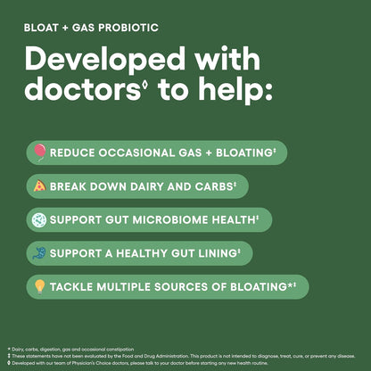 Physician's CHOICE Bloat & Gas Probiotic 30ct + 60 Billion Probiotic 30ct - Digestive Wellness Bundle