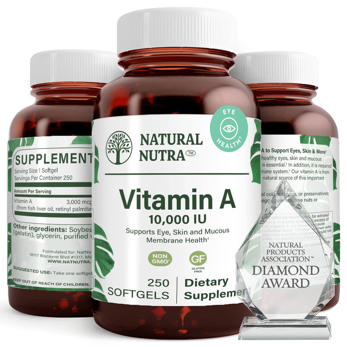 Natural Nutra Vitamin A 10000 IU Softgels, Vitamin A 100 Count | 10000 IU Per Softgel,Supports Eye Health,Supports Skin Health,Gluten Free