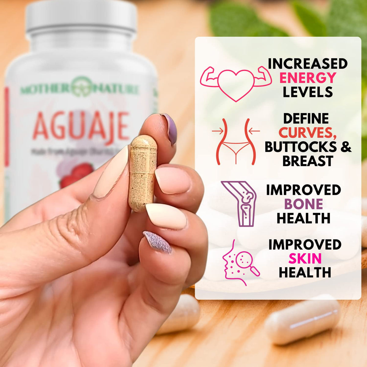 Mother Nature Aguaje Curves Capsules for Women, 1000mg (120ct), Natural & Sustainably Sourced Aguaje Fruit from Peru for Female Health, Hormone Balance, Curve Enhancer, Vegan, Non-GMO & Gluten-Free Mother Nature Organics Superfoods for Organic LivingBuy Supplements Australia