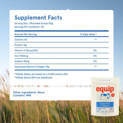 Equip Foods Prime Protein Powder Vanilla & Grass Fed Collagen Powder Unflavored