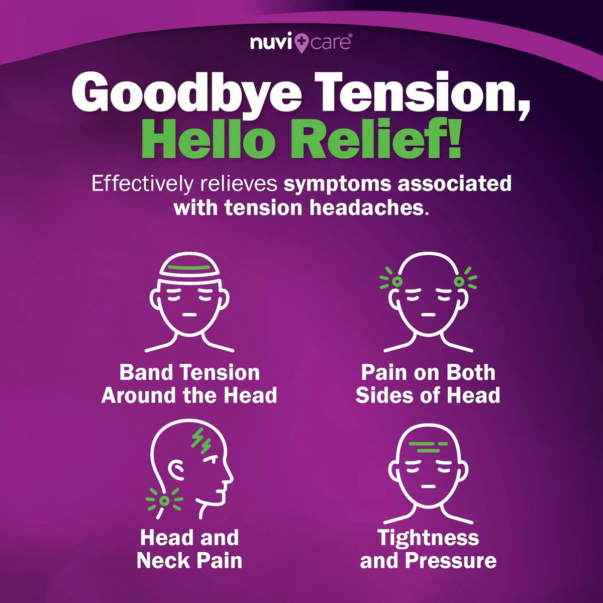 Nuvicare Tension Headache Relief Pills with 500mg Acetaminophen and 65mg Caffeine - Non Aspirin Pain Reliever Aid - Compare to Active Ingredient in Aspirin Free Excedrin Tension Headache (100 Caplets) NUVICAREBuy Supplements Australia