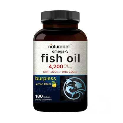 NatureBell Omega-3 Fish Oil - 180 Softgels - Support for Joint, Brain & Heart Health* - with EPA & DHA - No Burps or Fishy Aftertaste - Non-GMO & Mercury-Free Formula - Lemon Flavor NatureBell buy supplements Au
