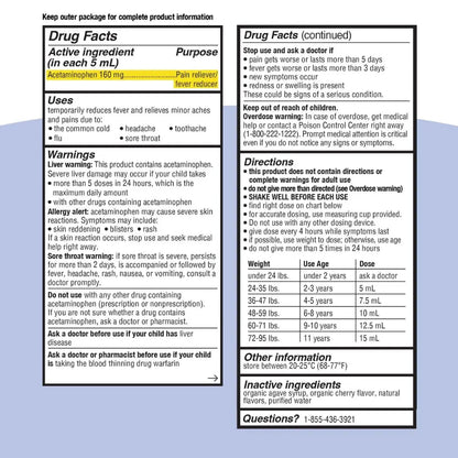 Genexa Infants' Clean Acetaminophen | Pediatrician Preferred Ingredients | Pain Reliever & Fever Reducer for Babies | Dye Free, 0% Artificial Additives | Delicious Organic Blueberry Flavor, 2 fl oz GenexaBuy Supplements Australia